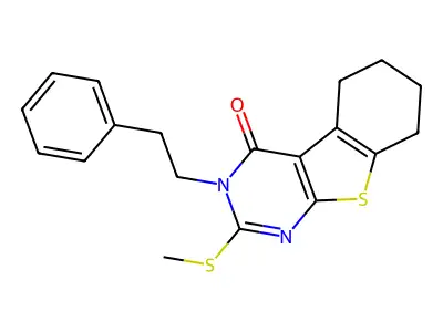 2-(methylthio)-3-phenethyl-5,6,7,8-tetrahydrobenzo[4,5]thieno[2,3-d]pyrimidin-4(3H)-one structure
