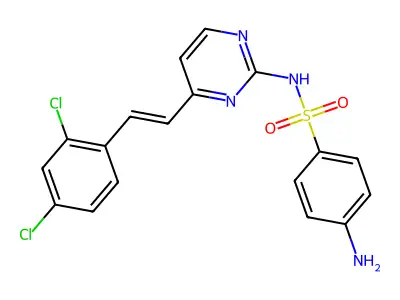 4-amino-N-[4-[(E)-2-(2,4-dichlorophenyl)ethenyl]pyrimidin-2-yl]benzenesulfonamide structure