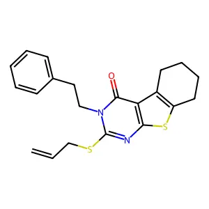 2-(allylsulfanyl)-3-(2-phenylethyl)-5,6,7,8-tetrahydro[1]benzothieno[2,3-d]pyrimidin-4(3H)-one structure