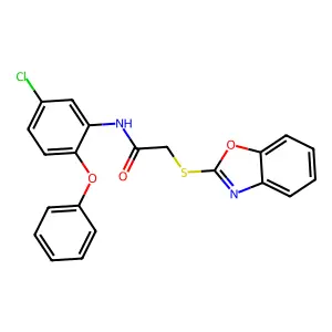 2-(1,3-benzoxazol-2-ylsulfanyl)-N-(5-chloro-2-phenoxyphenyl)acetamide structure