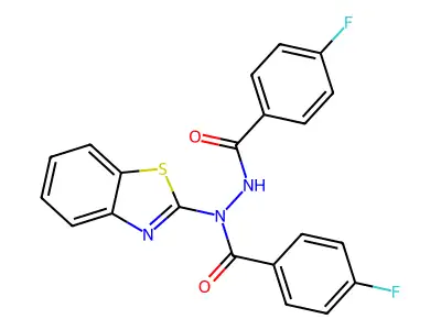 N'-(1,3-benzothiazol-2-yl)-4-fluoro-N'-(4-fluorobenzoyl)benzohydrazide structure