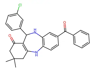 8-benzoyl-11-(3-chlorophenyl)-3,3-dimethyl-2,3,4,5,10,11-hexahydro-1H-dibenzo[b,e][1,4]diazepin-1-one structure