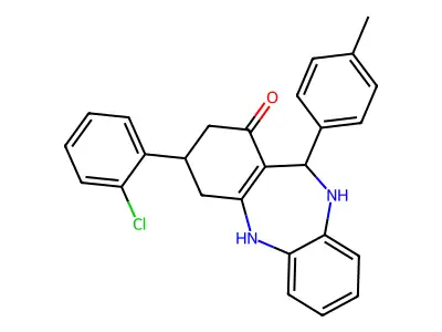 9-(2-chlorophenyl)-6-(4-methylphenyl)-5,6,8,9,10,11-hexahydrobenzo[b][1,4]benzodiazepin-7-one structure
