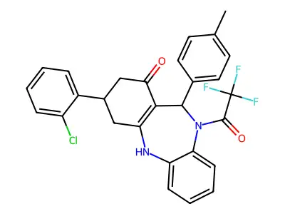 3-(2-chlorophenyl)-11-(4-methylphenyl)-10-(trifluoroacetyl)-2,3,4,5,10,11-hexahydro-1H-dibenzo[b,e][1,4]diazepin-1-one structure