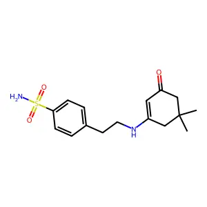 4-[2-[(5,5-Dimethyl-3-oxocyclohexen-1-yl)amino]ethyl]benzenesulfonamide structure