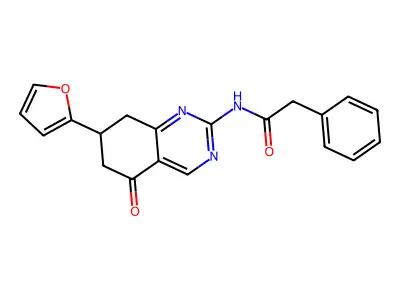 N-[7-(furan-2-yl)-5-oxo-7,8-dihydro-6H-quinazolin-2-yl]-2-phenylacetamide structure