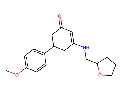 5-(4-Methoxyphenyl)-3-[(oxolan-2-ylmethyl)amino]cyclohex-2-en-1-one structure