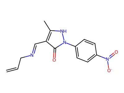(4E)-5-methyl-2-(4-nitrophenyl)-4-[(prop-2-enylamino)methylidene]pyrazol-3-one structure