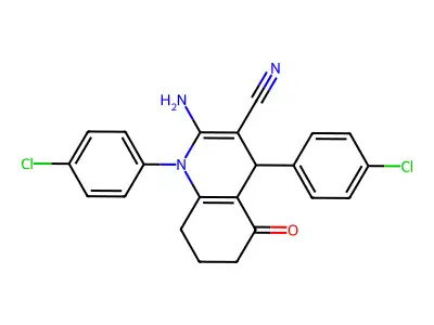 2-Amino-1,4-bis(4-chloro-PH)-5-oxo-1,4,5,6,7,8-hexahydro-3-quinolinecarbonitrile structure
