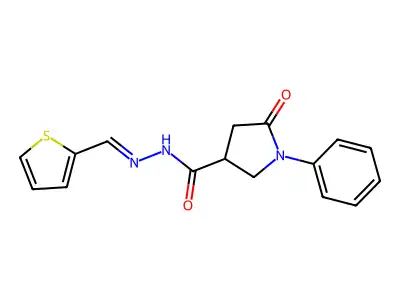 5-oxo-1-phenyl-N-[(E)-thiophen-2-ylmethylideneamino]pyrrolidine-3-carboxamide structure