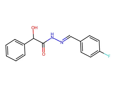 N-[(E)-(4-fluorophenyl)methylideneamino]-2-hydroxy-2-phenylacetamide structure