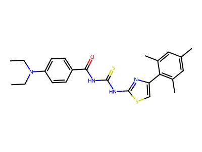 4-(diethylamino)-N-((4-mesitylthiazol-2-yl)carbamothioyl)benzamide structure