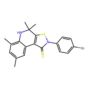 2-(4-bromophenyl)-4,4,6,8-tetramethyl-5H-[1,2]thiazolo[5,4-c]quinoline-1-thione structure