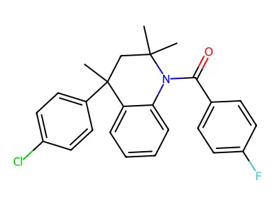 4-(4-chlorophenyl)-1-(4-fluorobenzoyl)-2,2,4-trimethyl-1,2,3,4-tetrahydroquinoline structure
