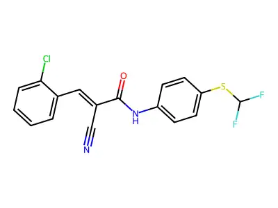 3-(2-chlorophenyl)-2-cyano-N-{4-[(difluoromethyl)sulfanyl]phenyl}prop-2-enamide structure