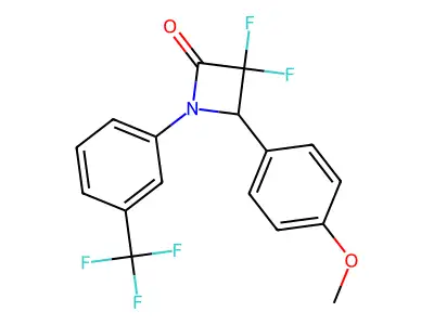 3,3-Difluoro-4-(4-methoxyphenyl)-1-[3-(trifluoromethyl)phenyl]azetidin-2-one structure