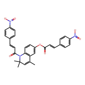 [2,2,4-trimethyl-1-[(E)-3-(4-nitrophenyl)prop-2-enoyl]quinolin-6-yl] (E)-3-(4-nitrophenyl)prop-2-enoate structure