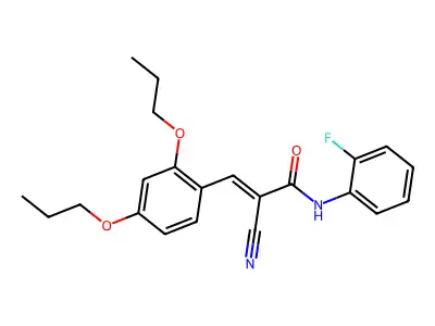 (E)-2-cyano-3-(2,4-dipropoxyphenyl)-N-(2-fluorophenyl)prop-2-enamide structure