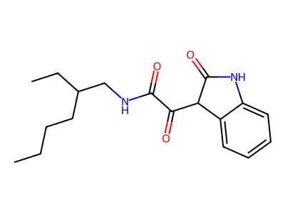 N-(2-ethylhexyl)-2-oxo-2-(2-oxo-1,3-dihydroindol-3-yl)acetamide structure