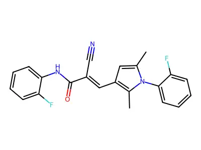 2-cyano-N-(2-fluorophenyl)-3-[1-(2-fluorophenyl)-2,5-dimethyl-1H-pyrrol-3-yl]prop-2-enamide structure