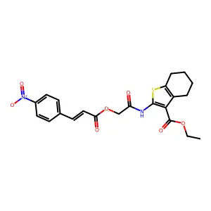 ethyl 2-({[(3-{4-nitrophenyl}acryloyl)oxy]acetyl}amino)-4,5,6,7-tetrahydro-1-benzothiophene-3-carboxylate structure