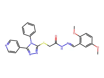 N-[(E)-(2,5-dimethoxyphenyl)methylideneamino]-2-[(4-phenyl-5-pyridin-4-yl-1,2,4-triazol-3-yl)sulfanyl]acetamide structure