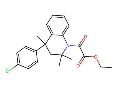 ethyl [4-(4-chlorophenyl)-2,2,4-trimethyl-3,4-dihydroquinolin-1(2H)-yl](oxo)acetate structure