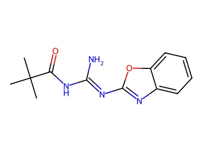 N-(1,3-benzoxazol-2-yl)-N''-(2,2-dimethylpropanoyl)guanidine structure
