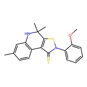 2-(2-methoxyphenyl)-4,4,7-trimethyl-4,5-dihydroisothiazolo[5,4-c]quinoline-1(2H)-thione structure