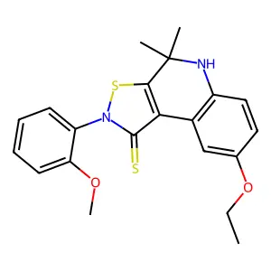 8-ethoxy-2-(2-methoxyphenyl)-4,4-dimethyl-4,5-dihydroisothiazolo[5,4-c]quinoline-1(2H)-thione structure