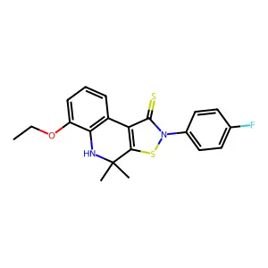 6-ethoxy-2-(4-fluorophenyl)-4,4-dimethyl-4,5-dihydroisothiazolo[5,4-c]quinoline-1(2H)-thione structure