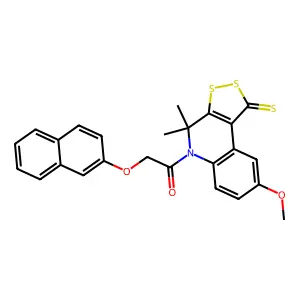1-(8-methoxy-4,4-dimethyl-1-thioxo-1,4-dihydro-5H-[1,2]dithiolo[3,4-c]quinolin-5-yl)-2-(naphthalen-2-yloxy)ethanone structure