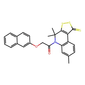2-(naphthalen-2-yloxy)-1-(4,4,7-trimethyl-1-thioxo-1,4-dihydro-5H-[1,2]dithiolo[3,4-c]quinolin-5-yl)ethanone structure