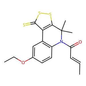 5-(2-butenoyl)-8-(ethyloxy)-4,4-dimethyl-4,5-dihydro-1H-[1,2]dithiolo[3,4-c]quinoline-1-thione structure