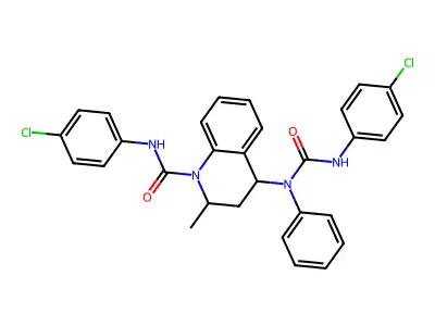N-(4-chlorophenyl)-4-{[(4-chlorophenyl)carbamoyl](phenyl)amino}-2-methyl-3,4-dihydroquinoline-1(2H)-carboxamide structure