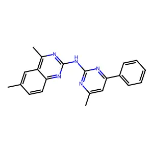 4,6-dimethyl-N-(4-methyl-6-phenylpyrimidin-2-yl)quinazolin-2-amine structure
