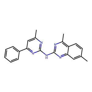 4,7-dimethyl-N-(4-methyl-6-phenylpyrimidin-2-yl)quinazolin-2-amine structure