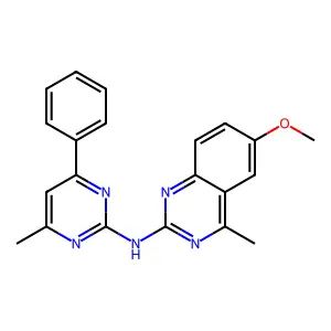 6-methoxy-4-methyl-N-(4-methyl-6-phenylpyrimidin-2-yl)quinazolin-2-amine structure