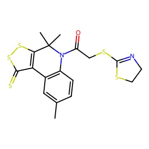 5-[(4,5-dihydro-1,3-thiazol-2-ylthio)acetyl]-4,4,8-trimethyl-4,5-dihydro-1H-[1,2]dithiolo[3,4-c]quinoline-1-thione structure