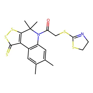 5-[(4,5-dihydro-1,3-thiazol-2-ylthio)acetyl]-4,4,7,8-tetramethyl-4,5-dihydro-1H-[1,2]dithiolo[3,4-c]quinoline-1-thione structure