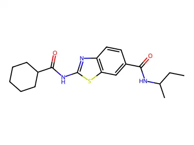 2-[(Cyclohexylcarbonyl)amino]-N-(1-methylpropyl)-6-benzothiazolecarboxamide structure