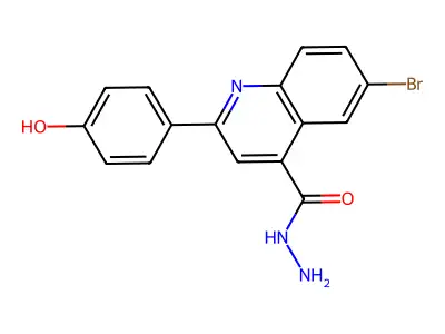 6-Bromo-2-(4-hydroxyphenyl)quinoline-4-carbohydrazide structure