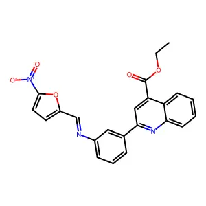ethyl 2-(3-{[(E)-(5-nitrofuran-2-yl)methylidene]amino}phenyl)quinoline-4-carboxylate structure