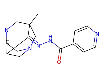 N'-(1-methyl-3,6-diazatricyclo[4.3.1.1~3,8~]undec-9-ylidene)isonicotinohydrazide structure