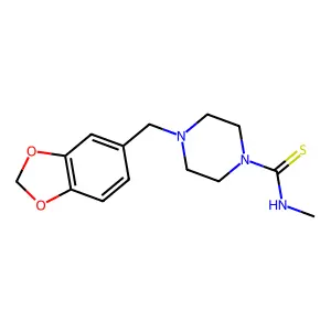 4-(1,3-benzodioxol-5-ylmethyl)-N-methylpiperazine-1-carbothioamide structure