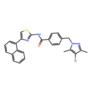 4-[(4-bromo-3,5-dimethylpyrazol-1-yl)methyl]-N-(4-naphthalen-1-yl-1,3-thiazol-2-yl)benzamide structure