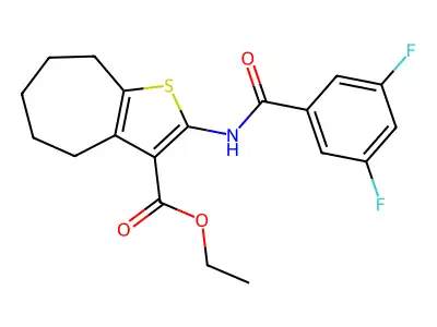 ethyl 2-[(3,5-difluorobenzoyl)amino]-5,6,7,8-tetrahydro-4H-cyclohepta[b]thiophene-3-carboxylate structure