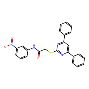 2-(4,6-diphenylpyrimidin-2-yl)sulfanyl-N-(3-nitrophenyl)acetamide structure