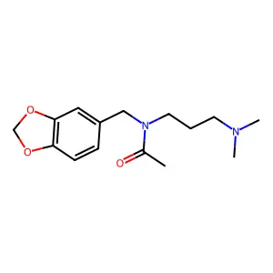 N-(1,3-benzodioxol-5-ylmethyl)-N-[3-(dimethylamino)propyl]acetamide structure