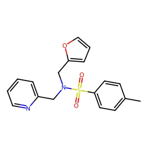 N-(furan-2-ylmethyl)-4-methyl-N-(pyridin-2-ylmethyl)benzenesulfonamide structure